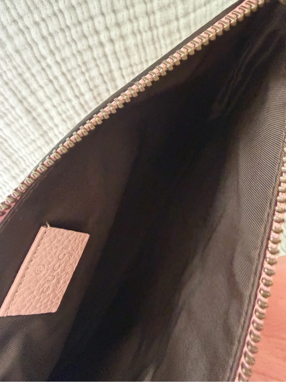 Gucci Pink Love Is Blind Pebbled Leather Bee Cosmetic Pouch